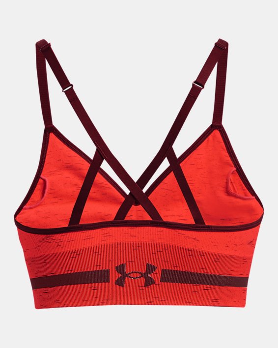 Damen UA Seamless Low Long Heather Sport-BH, Red, pdpMainDesktop image number 5